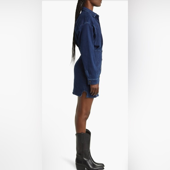 Free People Amber Long Sleeve Denim Shirt Dress Size 14 New - Picture 3 of 9